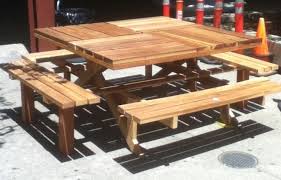 Square Redwood Picknick Table Picnic Table Plans Diy Patio Table Diy Picnic Table