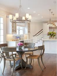 Kitchen Dining Room Rustic Round Table Elegant Chairs Gorgeous Chandelier And Pendant Lighting Home Home Decor Kitchen Table Lighting
