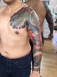 For modern japanese tattoos, artists use normal electrical tools, and these are much more feasible to get done today. Almost Done In Progress Traditional Japanese Style Goku Shenlong From Fuji At State Of Grace San Jose Ca Tattoos Traditional Tattoo Body Tattoos