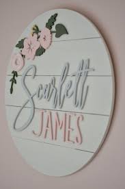 Excited To Share The Latest Addition To My Etsy Shop Custom Wood Name Sign 24 Round Sign Floral Shiplap Wood Name Sign Baby Name Signs Baby Wall Art