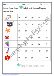Encourage your students as they learn about consonant blends! Blending Worksheet Beginning Consonant Blend Phonic Worksheet For Kindergarten Learningprodigy English English Blending English G1 Subjects