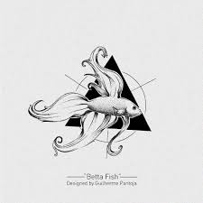 Betta Fish With Geometry Tattoo Design In 2020 Circle Drawing Geometry Tattoo Betta Fish