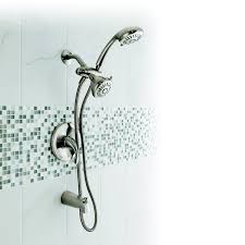 Shop Aquasource Brushed Nickel Pvd 1 Handle Tub And Shower Valve Included With Multi Head Showerhead At Lowes Com Shower Heads Shower Faucet Shower Valve
