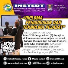 Siti khalijah majid1, rohana johan2. Ø¹Ù„Ù‰ ØªÙˆÙŠØªØ± Kolej Instedt Turut Menawarkan Dua Program Yg Merupakan Program Usahasama Uitm Iaitu Diploma Pengajian Sukan Amp Juga Diploma Pengurusan Amp Teknologi Pejabat Layari Laman Web Instedtdesaru Untuk Maklumat Lanjut