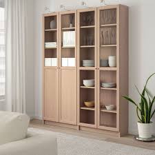 Billy Oxberg Bucherregal Mit Paneel Vitrturen Eichenfurnier Weiss Lasiert Glas Ikea Osterreich Bucherschrank Billy Oxberg Billy Bucherregal