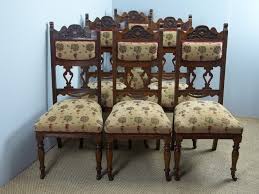 Our dining chair set is generously upholstered, giving any room a refined appearance. A Set Of Six Antique Upholstered Solid Oak Framed Art Nouveau Or Arts And Crafts Farmhouse Kitchen Dining Chairs C 1890 397229 Sellingantiques Co Uk