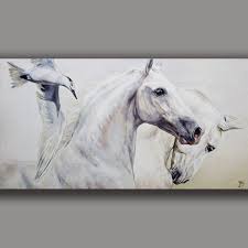 mowe weisse pferde original gemalde unikat signiert joart pferde malen tiere zeichnen pferdegemalde
