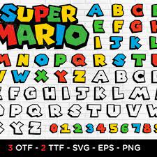Super Mario Font Mario Font Letters Svg Dxf Png Eps For Cricut Silhouette Printing Super Mario Font Opentype Svg Installable Otf Font In 2021 Super Mario Coloring Pages Super Mario Super Mario Free