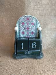 Wooden Perpetual Calendar Handmade Decoupage Ukrainian Etsy Handmade Felted Acorns Felt Ball