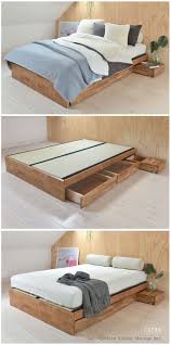 This gives us more storage underneath. Get Extra Storage In Your Bedroom By Building A Farmhouse Bed With Drawers Bedroomstorageide Wooden Bed With Storage Bedroom Bed Design Bed Frame With Storage