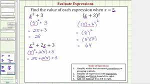 The calculator prints true to let you know that the answer is right. Ex Substitute And Evaluate Expressions X 2 3 X 3 2 X 2 2x 3 Youtube