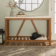 52 In A Frame Rustic Faux Marble And Walnut Entry Console Table In 2020 Entry Console Table Marble Tables Living Room Walker Edison Furniture Company