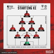 Watford V Manchester United Starting Xi De Gea Lindelof Smalling Rojo Young Matic Pogba Sports Graphic Design College Sports Graphics Sports Design