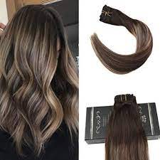 Ugea 8a Grade 120g Clip In Hair Extensions Dark Brown Mix Ash Blonde Balayage Virgin Bal Ash Blonde Ombre Hair Clip In Hair Extensions Ombre Hair Extensions