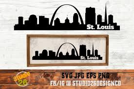 The formats are svg, png with a transparent background, eps, and dxf. St Louis Skyline Svg Png Eps 131298 Cut Files Design Bundles