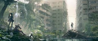 Nier Automata 2b 9s A2 Anime Video Games Ruin Cityscape Apocalyptic 2k Wallpaper Hdwallpaper Nier Automata Background Pictures Cityscape Wallpaper