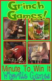 A perfect game for little kids that won't really require a lot of items to be prepared. Hollyshome Family Life Grinch Minute To Win It Whoville Party Games