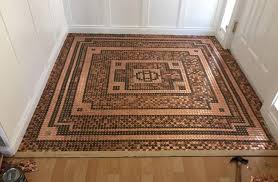Penny Floor Project Gallery Pretty Purple Door Penny Floor Diy Flooring Mosaic Flooring