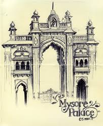 Mysore Palace Entrance Indian Art Paintings Temple Drawing Temple Art