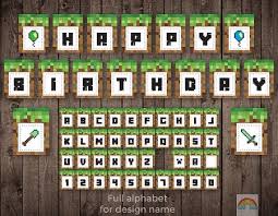 1st birthday elmo letter banner kit 2pc cardstock decorations. Minecraft Birthday Banner Minecraft Party Minecraft Banner Minecraft Instant Download Printabl Minecraft Birthday Happy Birthday Printable Minecraft Party