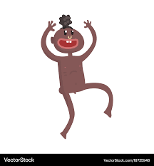 Funny naked black skinned man aborigine dancing Vector Image