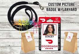 Doordash Delivery Driver Lanyard Id Badge Custom Picture Etsy