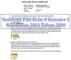 Download soal pas/uas smp kelas 7, 8, dan 9. Soal Uas Pas Kelas 9 Semester 1 Kurikulum 2013 Tahun 2018 2019 Soal Terbaru