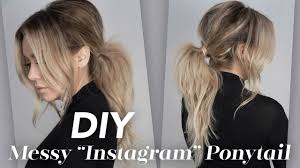 Gently, tie a low, side ponytail and curl the ends. Diy Easy To Do Messy Instagram Ponytail Youtube
