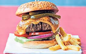 How to make a homemade beef burger. American Cheeseburger With Parmesan Fries Recipe