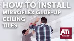 Of course it's not gonna stick. How To Install Mirroflex Glue Up Ceiling Tiles Ati Decorative Laminates Youtube