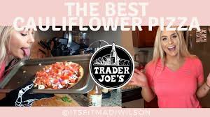Remove the pizza from the oven and drizzle with the garlic aioli. The Best Cauliflower Pizza Recipe Trader Joe S Healthy Pizza Youtube