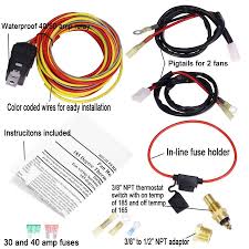 Wiring a marley electric baseboard heat thermostat. Dual Electric Cooling Fan Wiring Harness Thermostat Temp Switch Sensor Relay Kit Ebay