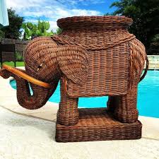 Vintage Wicker Rattan Elephant Plant Stand Table Vintage Wicker Wicker Elephant Plant