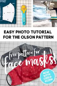 The diy face mask pattern in this post will teach you to make a pleated fabric face mask with either elastic ear loops or fabric ties. Simple Step By Step Tutorial How To Sew The Olson Face Mask Pattern Child Sizes Too Sewcanshe Free Sewing Patterns Tutorials