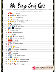 Or, a song you cannot get enough of? Free Printable 80s Songs Emoji Quiz