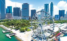 The land alongside or next to the shore of a bay. Bayside Observation Wheel Gives Thousands Bird S Eye Views Miami Today