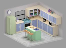 kitchen cartoon 3d model turbosquid