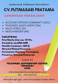 Putmasari pratama sedang membuka lowongan kerja untuk menempati posisi sebagai branch manager dan supervisor. Disnakertrans Lowongan Karyawan Cv Putmasari Pratama