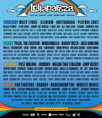 Lollapalooza 2021 releases full lineup by day the four day music event gives fans a chance to see dozens of popular bands and artists. Lollapalooza 2021 Lineup Lineup Tickets Schedule Live Stream Dates Spacelab Festival Guide
