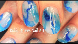 Easy Black And Blue Nail Designs Peaceful Blue Water Nail Art Tutorial Easy Watercolor Yoga Nails Design Water Nail Art Water Color Nails Nail Art Videos