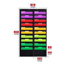 Folder Pocket Chart Black Cascading Wall Organizer For School Classroom Home Or Office Use 20 Pocket Chart Hanging Wall