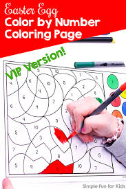Red color by number coloring page. Easter Egg Color By Number Coloring Page Vip Version Simple Fun For Kids Shop