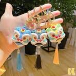 Chinese wind dance lion head Kawaii Keychain Keyring Bag Pendant Gift Child  Toy