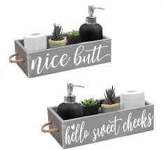 Free shipping on prime eligible orders. Amazon Com Cocomong Nice Butt Bathroom Decor Box Funny Toilet Paper Holder 2 Sides Farmhouse Rustic Bathroom Decor Over Toilet Rustic Bathroom Organizer Paper Diaper Storage Grey Home Kitchen