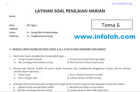 Latihan soal penilaian harian tema : Pin Di Soal Tematik Kelas 3 Sd Tema 6 Subtema 4 Penghematan Energi K13 Revisi 2018 2019