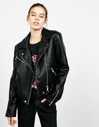 Bershka Bosnia And Herzegovina Leather Effect Biker Jacket Leather Jacket Girl Leather Outfit Faux Leather Biker Jacket