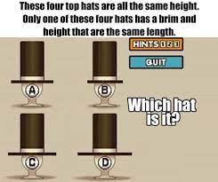 These Four Top Hats Are All The Same Height But The Length Of Each Brim Is Different In Other Words The Hats Are Equally Ta Four Tops Riddle Me This Top