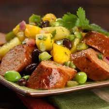 Spicy Jalapeno Chicken Sausage With Mango Pineapple Salsa Recipe Recipe Jalapeno Chicken Chicken Sausage Chicken Sausage Recipes