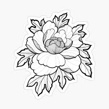 Awesome black outline two peony flowers tattoo stencil. Peony Flower Tattoo Style Pin By Susyrdesign Redbubble