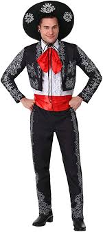 Huge sale on mexican clothing men now on. Amazon Com Adult Three Amigos Costume Men S Black Mariachi Suit Costume With Mexican Sombrero Clothing